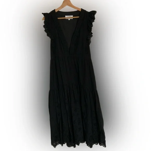 LA LIGNE Pointelle Marta Dress in 100% Cotton Black Size Small - Picture 4 of 10